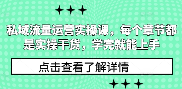 私域流量运营实操课，每个章节都是实操干货，学完就能上手-买得值资源库