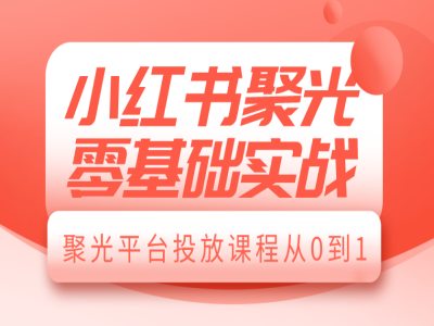 小红书聚光零基础实战，聚光平台投放课程从0到1-买得值资源库