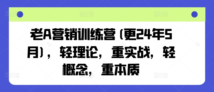 老A营销训练营(更24年12月)，轻理论，重实战，轻概念，重本质-买得值资源库