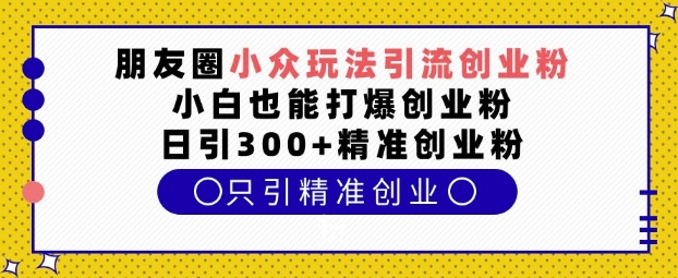 朋友圈小众玩法引流创业粉，小白也能打爆创业粉，日引300+精准创业粉【揭秘】-买得值资源库