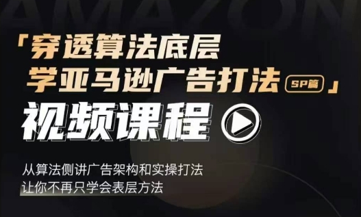 穿透算法底层，学亚马逊广告打法SP篇，从算法侧讲广告架构和实操打法，让你不再只学会表层方法-买得值资源库
