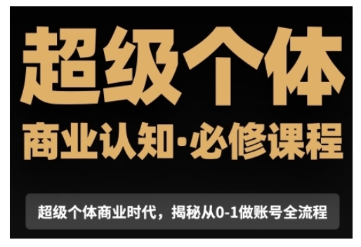超级个体商业认知觉醒视频课，商业认知·必修课程揭秘从0-1账号全流程-买得值资源库