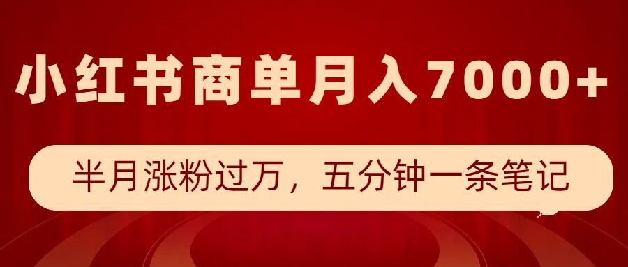 小红书商单最新玩法，半个月涨粉过万，五分钟一条笔记，月入7000+-买得值资源库