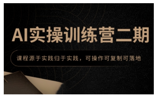 AI实操训练营二期，课程源于实践归于实践，可操作可复制可落地-买得值资源库