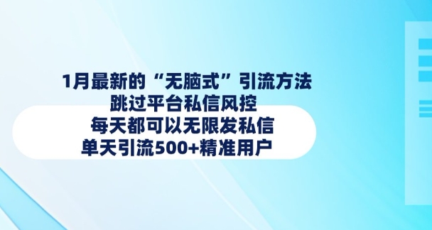 1月最新的无脑式引流方法，跳过平台私信风控，每天都可以无限发私信，单天引流500+精准用户-买得值资源库