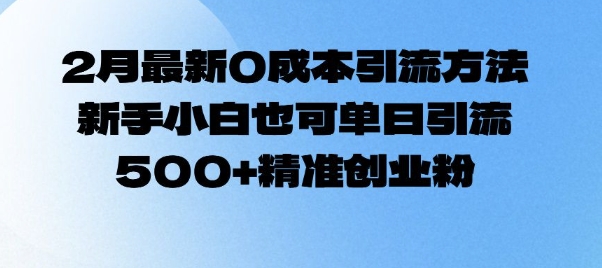2月最新0成本引流方法，新手小白也可单日引流500+精准创业粉-买得值资源库