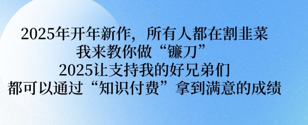 2025年开年新作，所有人都在割韭菜，我来教你做“镰刀” 2025让支持我的好兄弟们都可以通过“知识付费”拿到满意的成绩【揭秘】-买得值资源库