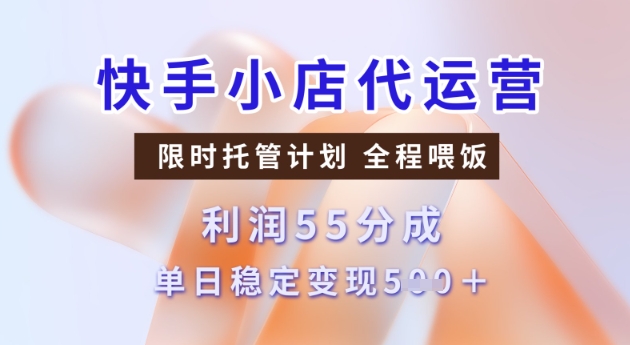 快手小店代运营3.0，模式新升级，收益55分，稳定单日5张【揭秘】-买得值资源库
