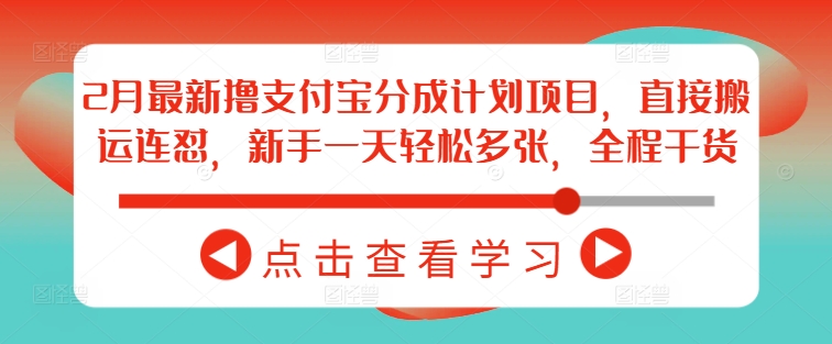 2月最新撸支付宝分成计划项目，直接搬运连怼，新手一天轻松多张，全程干货-买得值资源库