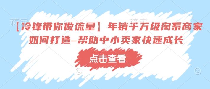 【冷锋带你做流量】年销千万级淘系商家如何打造–帮助中小卖家快速成长-买得值资源库
