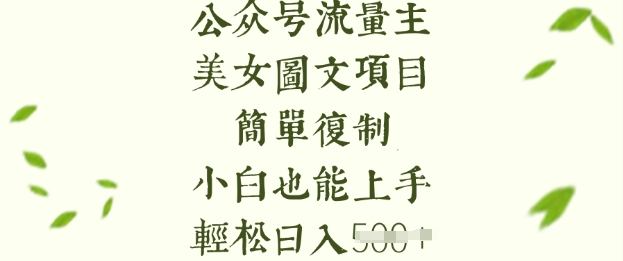 流量主长期收益项目，美女图片简单复制，小白也能上手，轻松日入5张-买得值资源库